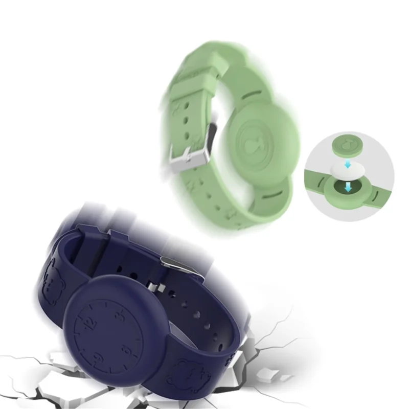 Protective Case for Apple AirTag Anti-Lost Tracker Number Design Waterproof Silicone Wristband - Pink