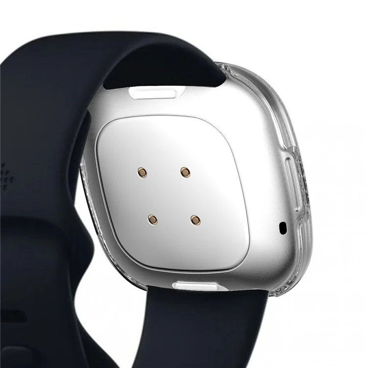 Cornice protettiva per PC con decorazione in doppia fila di strass per Fitbit Versa 3/Sense - Trasparente