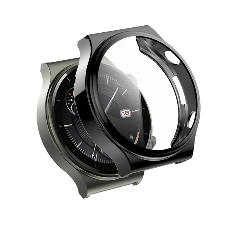 Protezione per Schermo in Vetro Temperato con Cornice in TPU Placcato per Huawei Watch GT 2 Pro / Classic / Sport - Grigio