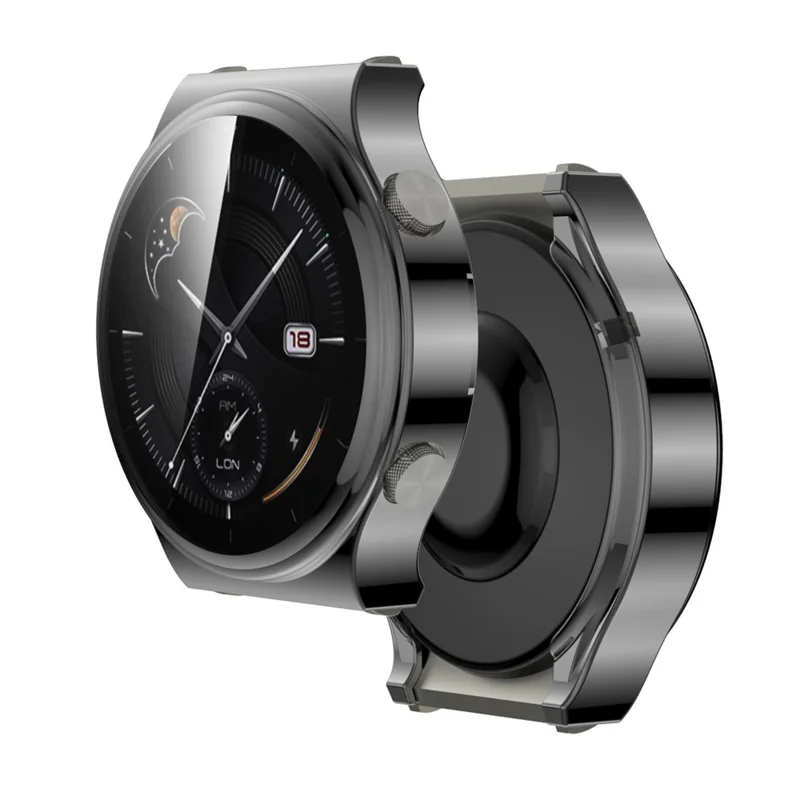 Protezione per Schermo in Vetro Temperato con Cornice in TPU Placcato per Huawei Watch GT 2 Pro / Classic / Sport - Grigio