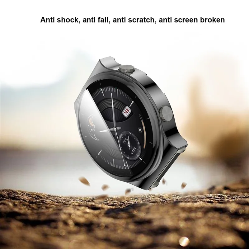 Protezione per Schermo in Vetro Temperato con Cornice in TPU Placcato per Huawei Watch GT 2 Pro / Classic / Sport - Grigio