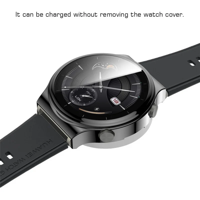 Protezione per Schermo in Vetro Temperato con Cornice in TPU Placcato per Huawei Watch GT 2 Pro / Classic / Sport - Grigio