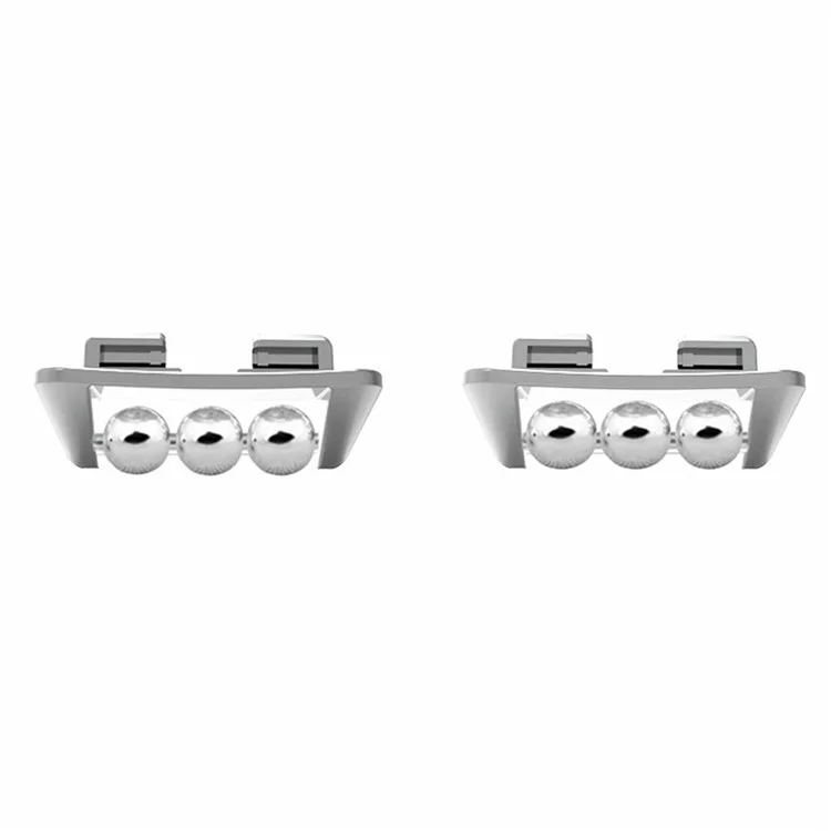 1 Pair for Huawei Band 9 / 8 Strap Connector Beads Design DIY Watch Band Metal Connection Adapter - Silver