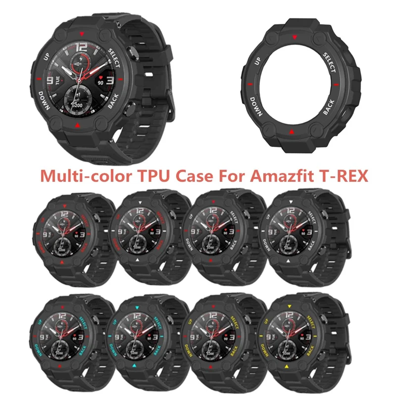Anti-falling Scratch Proof Frame Protective Case Watch Shell for Huami Amazfit T-Rex A1918 - White Scale/Red Words