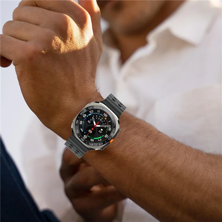 Type E for Samsung Galaxy Watch Ultra 47mm Bezel Ring Stainless Steel Bezel Loop Adhesive Cover - Silver  /  Black Characters