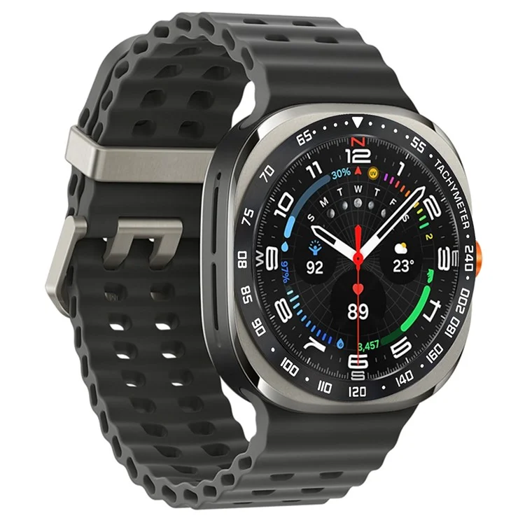 Type E pour Samsung Galaxy Watch Ultra 47mm Bezel Ring Anti Scratch Stainless Steel Watch Bezel Loop - Caractères noirs / blancs