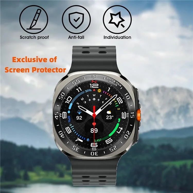 Type E pour Samsung Galaxy Watch Ultra 47mm Bezel Ring Anti Scratch Stainless Steel Watch Bezel Loop - Caractères noirs / blancs