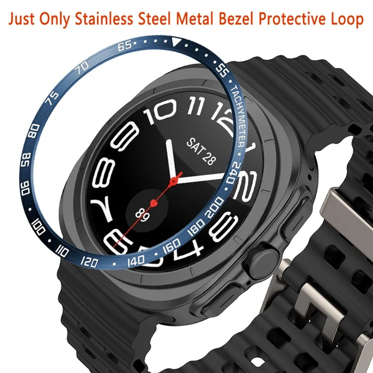 Type E pour Samsung Galaxy Watch Ultra 47mm Bezel Ring Anti Scratch Stainless Steel Watch Bezel Loop - Caractères noirs / blancs