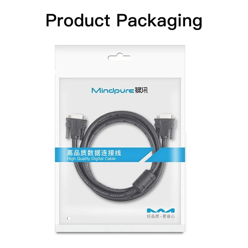 MINDPURE VG002 3m VGA 3+6 1080P HD Video Cable for Laptops Monitors Projectors