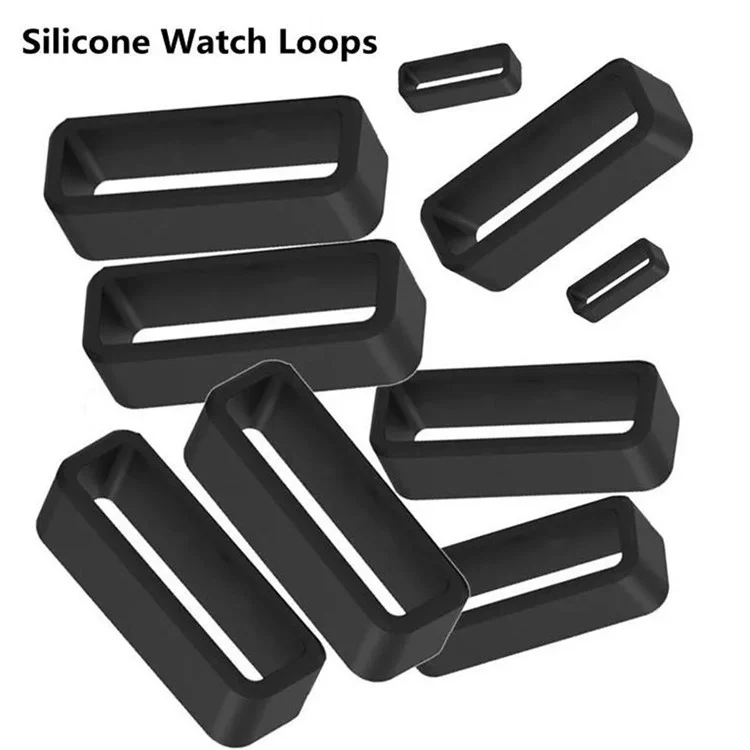 28 mm Watch Band Silicone Fastener Ring Watch Strap Holder Bloop Remplacement - Noir