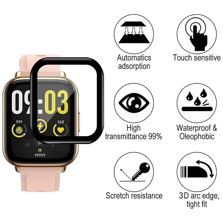 4PCS Pour AGPTEK LW31 Anti-Scratch Film PET 3D Smartwatch Protecteur d'écran