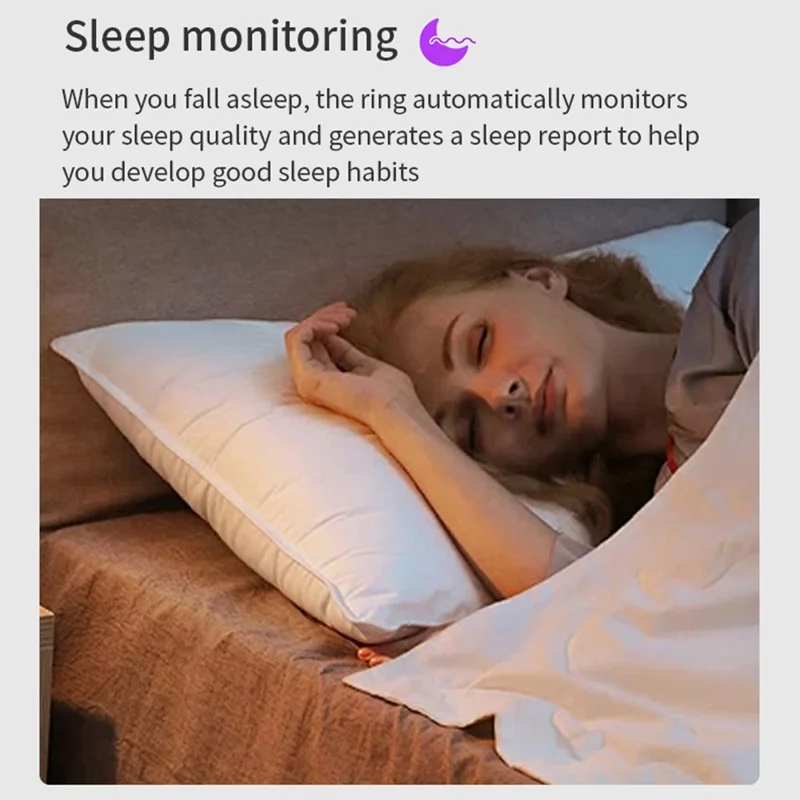 Darings Bluetooth-compatible Health Monitoring Smart Ring Rhinestone Decor Finger Ring, with Charging Case - Silver / Size 10