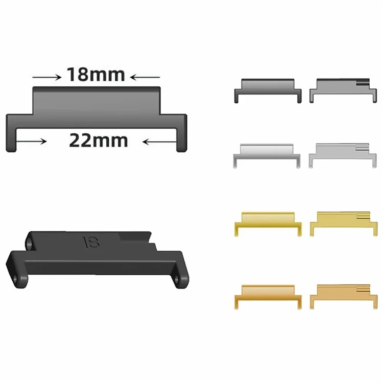1 Pair Watch Strap Connector 18mm to 22mm Watch Band Metal Adapter - Gold