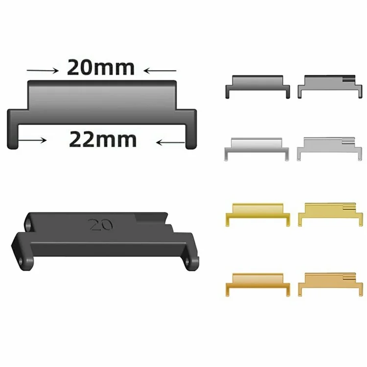 1 Paar Uhrenarmband-Verbinder 20 mm bis 22 mm Uhrenarmband Metall-Adapter - Schwarz