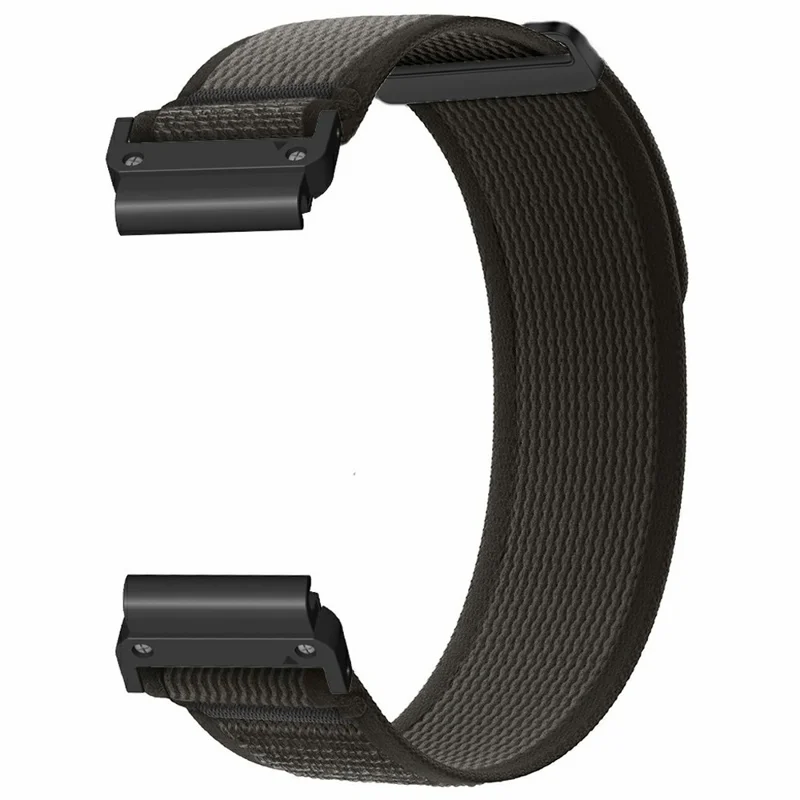 Watch Band for Garmin Fenix 7 / 6 / 5 Replacement Nylon Adjustable Loop Fastener Strap - Black+Black