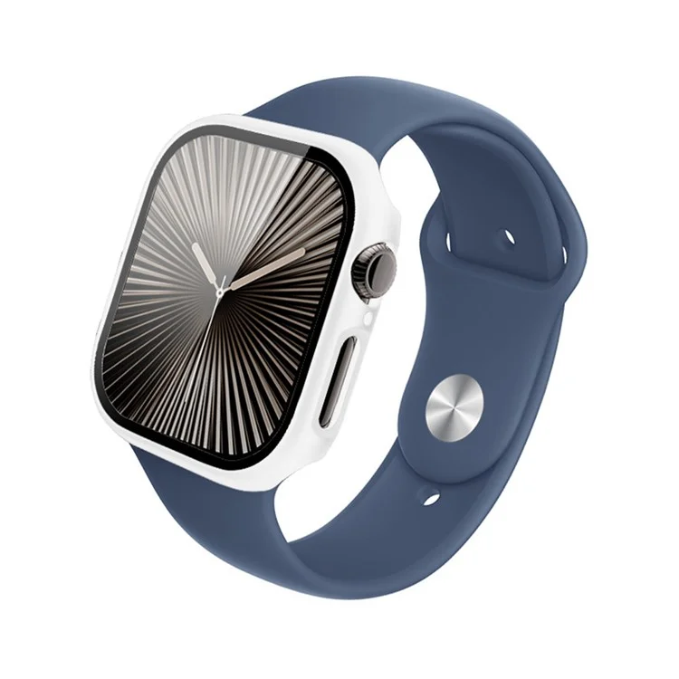 IMAK Für Apple Watch Series 10 42mm Gehäuse Vollschutz Integriertes Uhr-PC-Cover mit Gehärtetem Glasfilm - Weiß