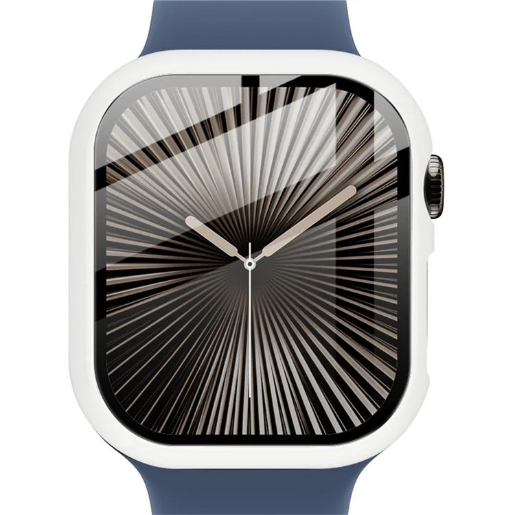 IMAK Für Apple Watch Series 10 42mm Gehäuse Vollschutz Integriertes Uhr-PC-Cover mit Gehärtetem Glasfilm - Weiß