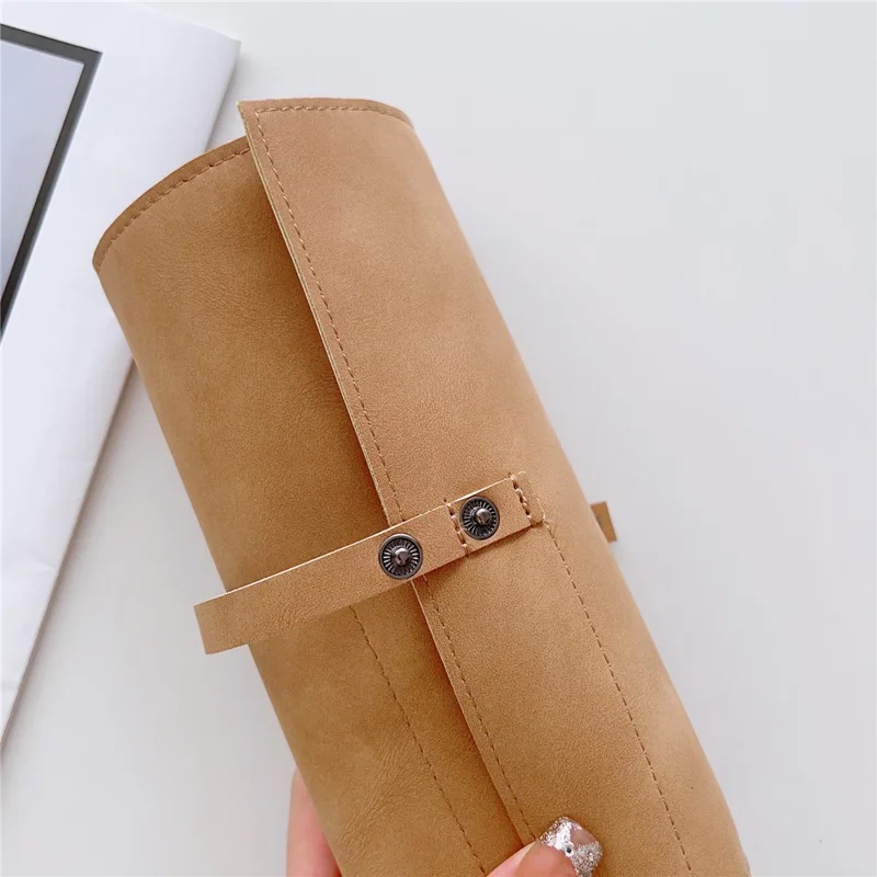 Retro Matte Smart Watch Storage Bag 5-Grid Microfiber Leather Watch Band Carrying Pouch - Brown