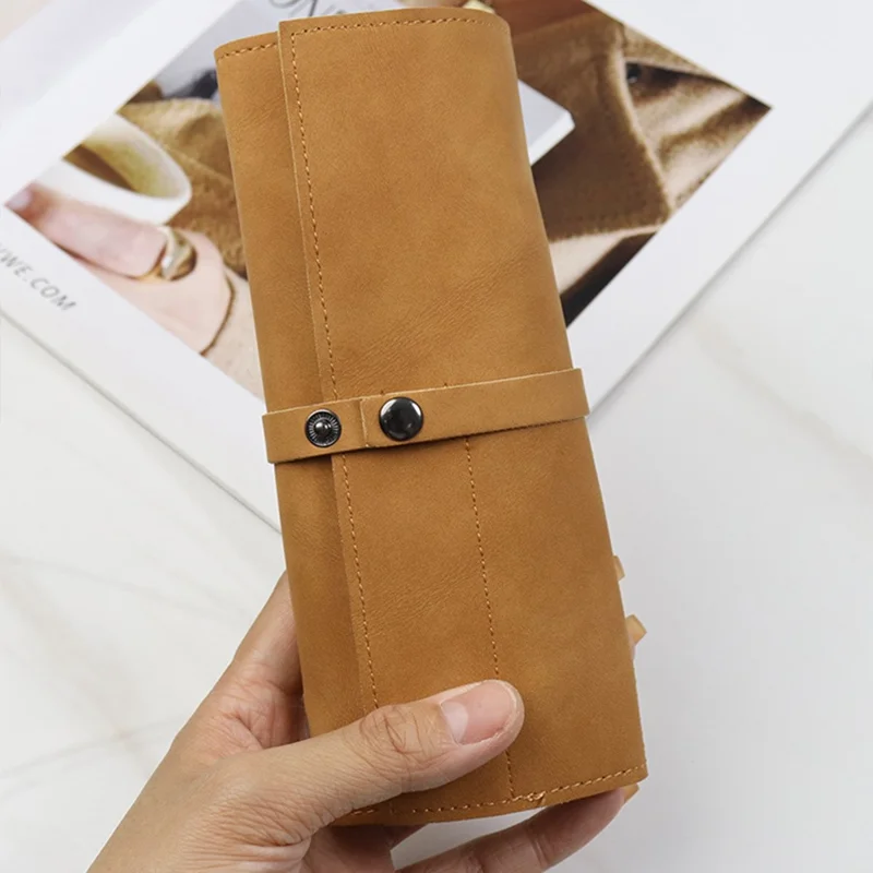 Retro Matte Smart Watch Storage Bag 5-Grid Microfiber Leather Watch Band Carrying Pouch - Brown