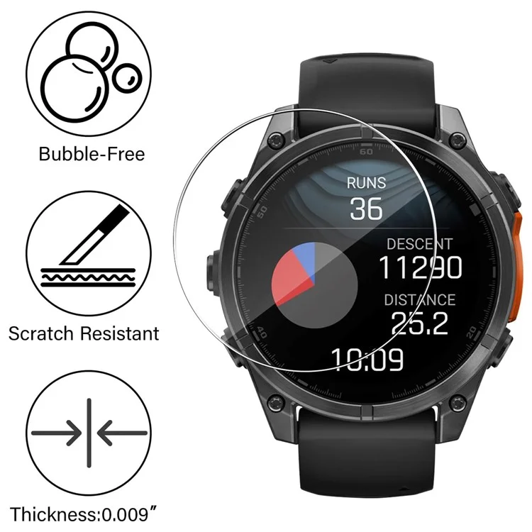 3 peças para protetor de tela Garmin Fenix 8 51mm HD Clear Watch Screen Film