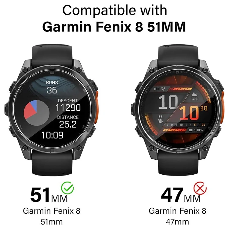 3 peças para protetor de tela Garmin Fenix 8 51mm HD Clear Watch Screen Film