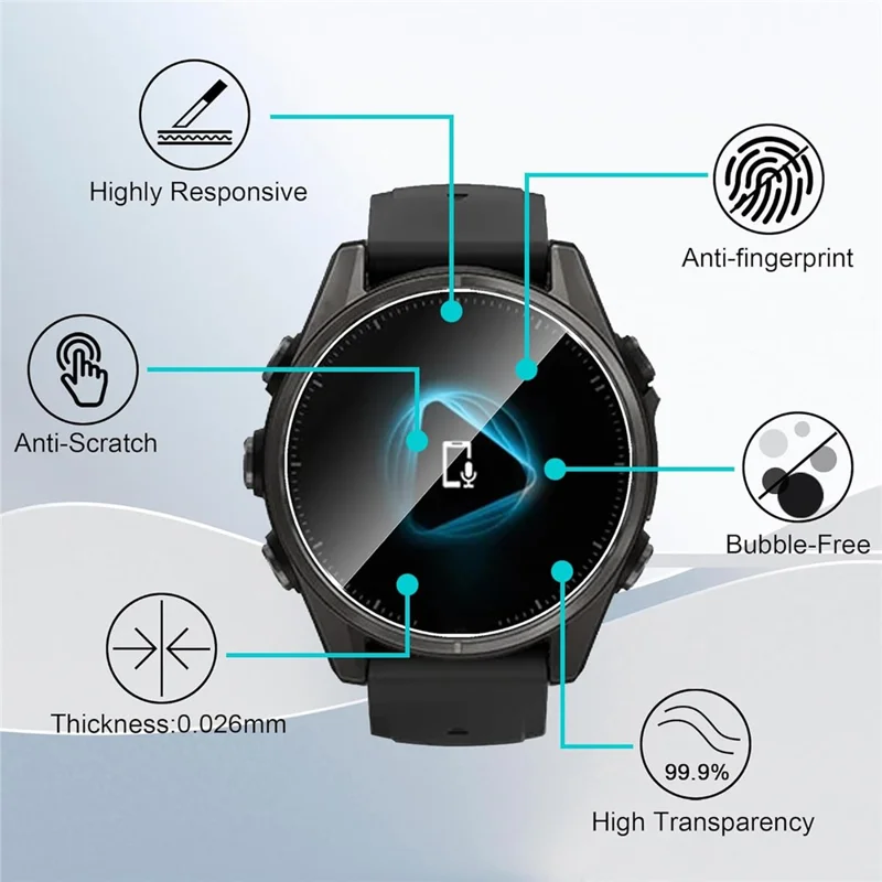 3Pcs For Garmin Fenix 8 43mm Screen Protector HD Clear Watch Screen Film
