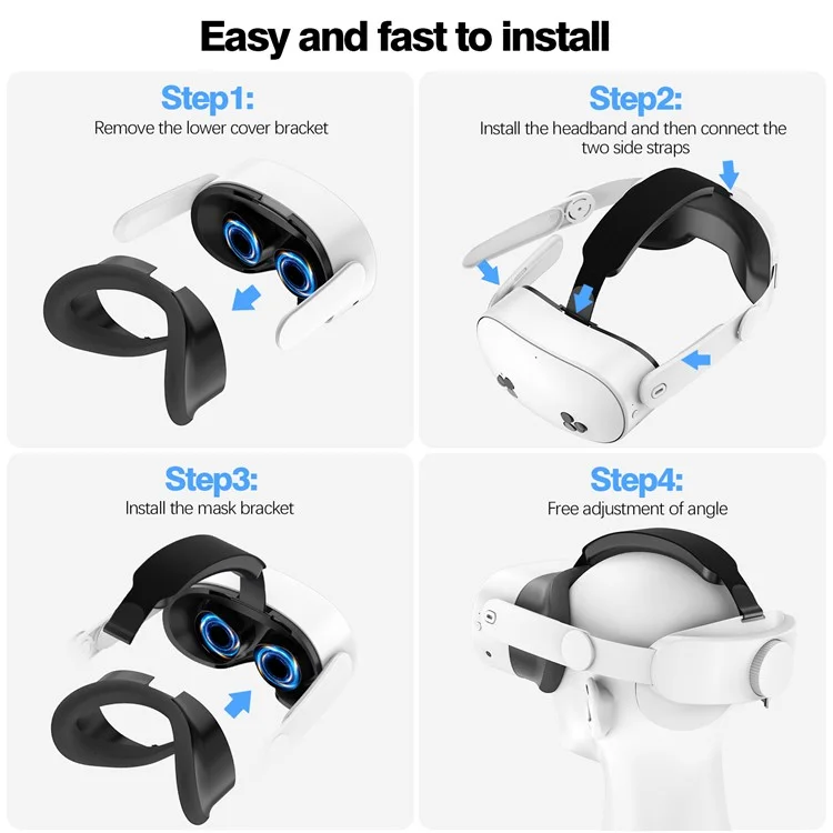 Sangle de casque pour accessoires de casque VR Meta Quest 3S Flippable Headband - Blanc