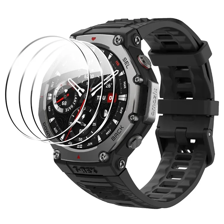 3 unidades de protector de pantalla de vidrio templado HD transparente para Huami Amazfit T-Rex 3