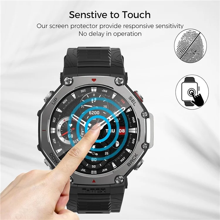 3 unidades de protector de pantalla de vidrio templado HD transparente para Huami Amazfit T-Rex 3