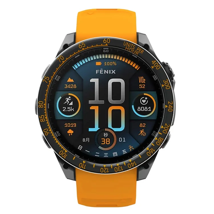 Bague de protection en acier inoxydable à double échelle de couleur pour la montre Garmin Fenix 8 51mm - Noir / Orange