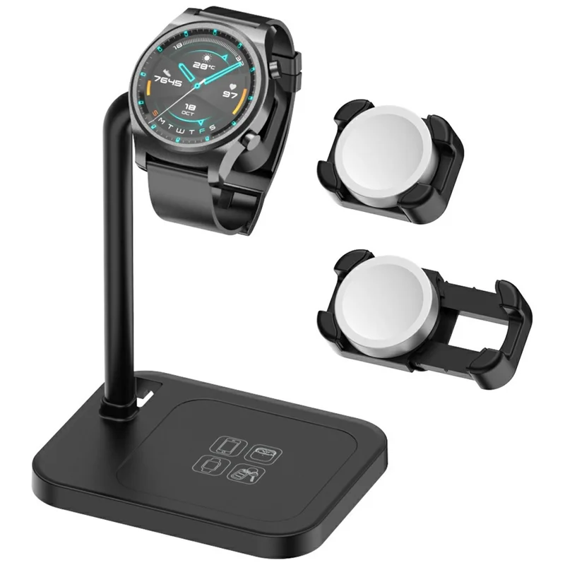 AODUKE AJZJ02S Watch Charging Base Stand for Google / Huawei / Garmin / Samsung Watch Charger Dock - Black