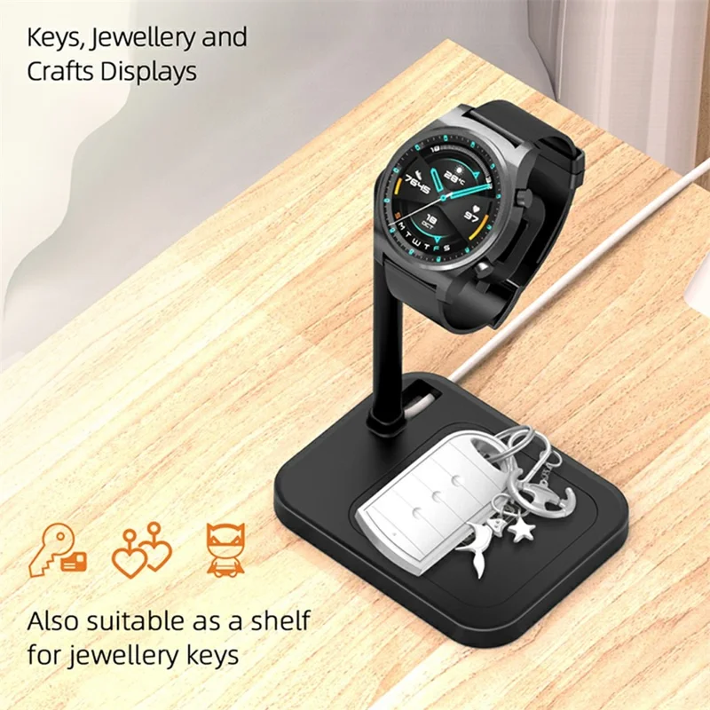 AODUKE AJZJ02S Watch Charging Base Stand for Google / Huawei / Garmin / Samsung Watch Charger Dock - Black