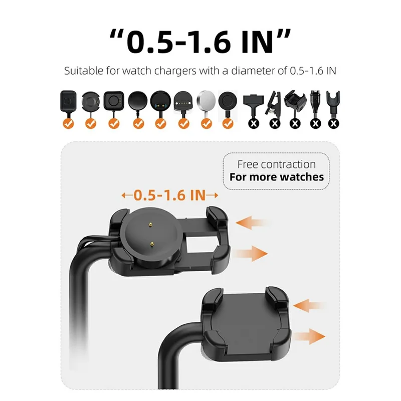 AODUKE AJZJ02S Watch Charging Base Stand for Google / Huawei / Garmin / Samsung Watch Charger Dock - Black