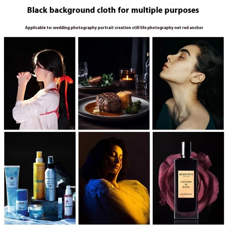 1 x 1.5m Photography Backdrop Polyester Studio Background Screen for Live Streaming / Photo Shooting - Black