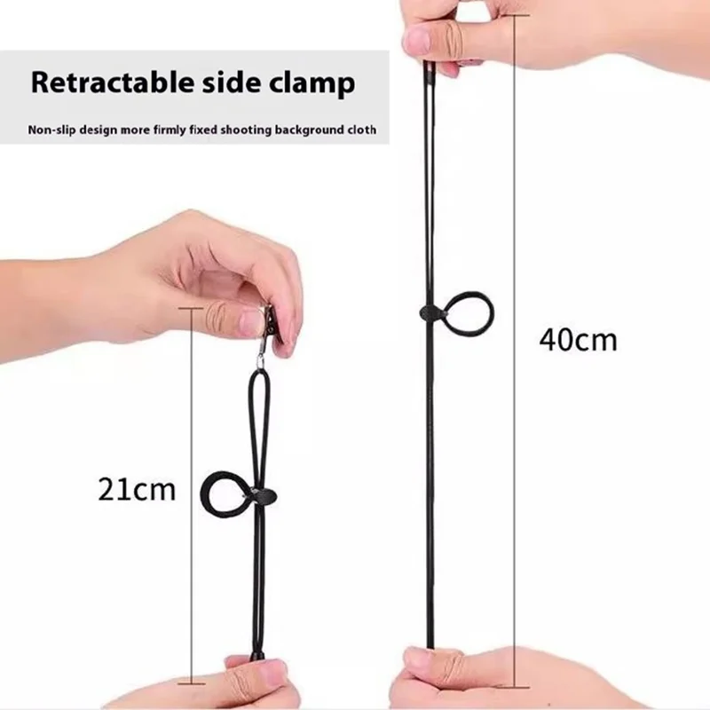 2 x 1.5m White Photography Backdrop Set with 4 Clips Polyester Background Screen for Studio / Live Streaming