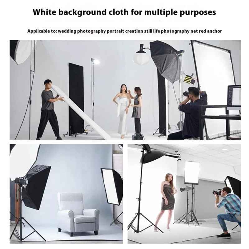 Photography Backdrop 3 x 4m Polyester Studio Background Screen for Live Streaming  /  Photo Shooting - White