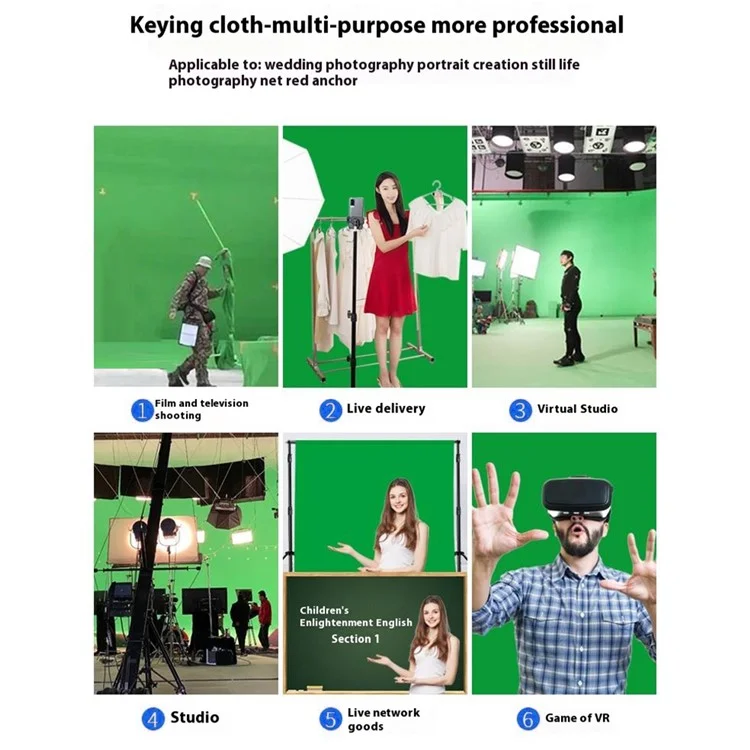 Photography Backdrop 3 x 5m 120g / m2 Polyester Cloth Studio Background Screen for Live Streaming  /  Photo Shooting - Green