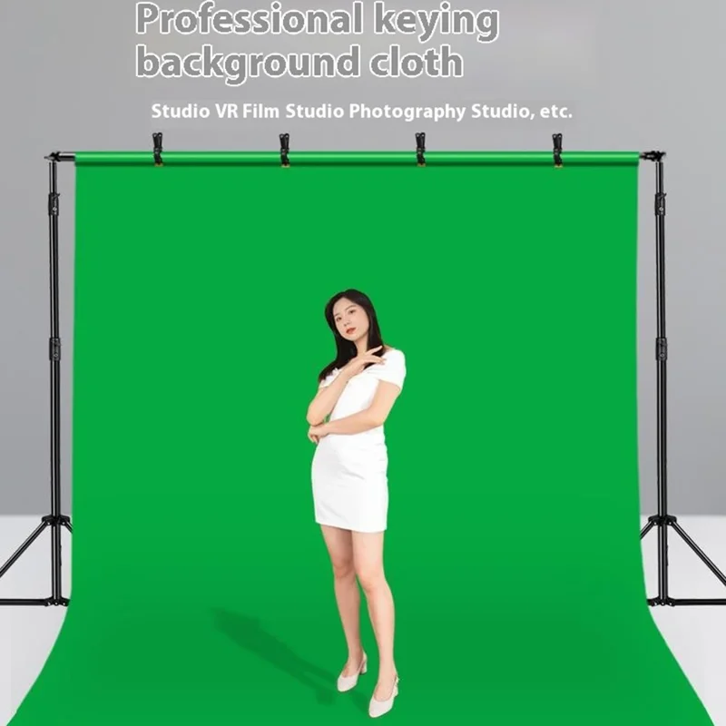 2 x 1.5m / Green Photography Backdrop Set with 4 Clips Polyester Background Screen for Studio / Live Streaming