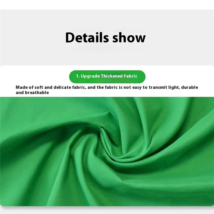 1.8 x 2.8m Photography Backdrop Set with 4 Clips Polyester Background Screen for Studio / Live Streaming - Green