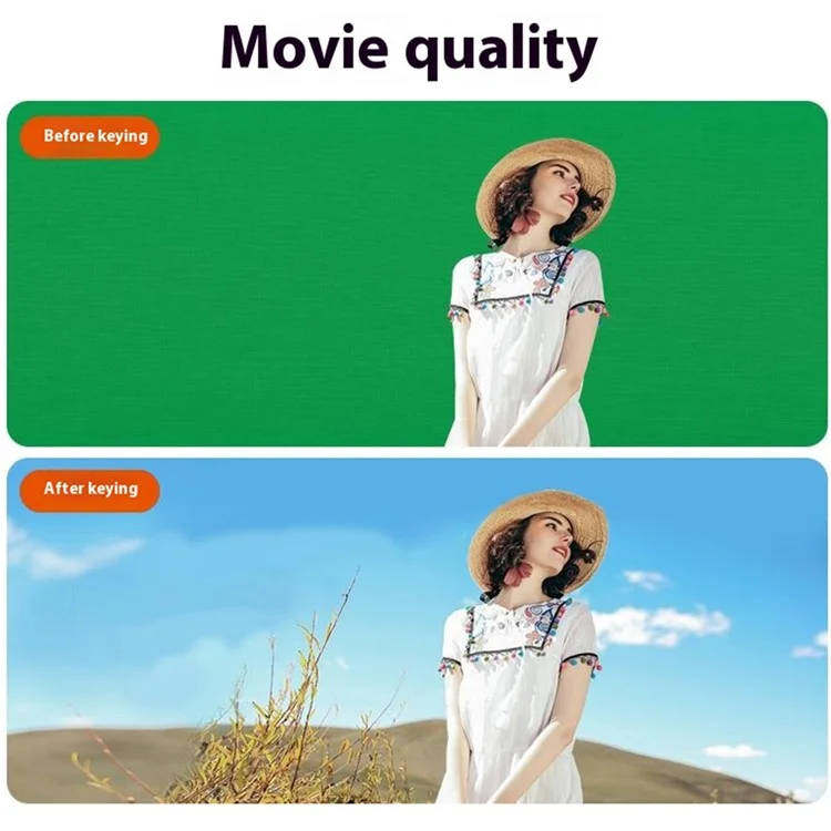 1.8 x 2.8m Photography Backdrop Set with 4 Clips Polyester Background Screen for Studio / Live Streaming - Green