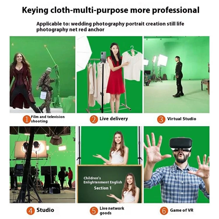 2 x 3m Fundo de Fotografia para Estúdio, Pano de Fundo de 120g em Poliéster com Grampos - Verde