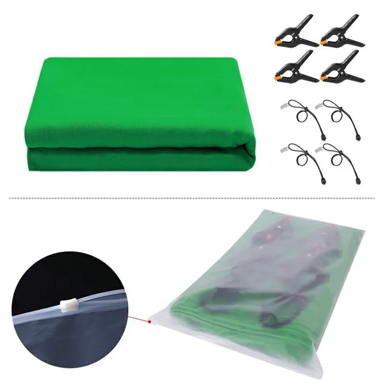 2 x 3m Fundo de Fotografia para Estúdio, Pano de Fundo de 120g em Poliéster com Grampos - Verde