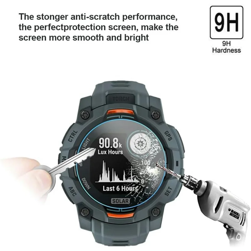 3Pcs For Garmin Instinct 3 Solar 50mm Tempered Glass Screen Protector HD Clear Watch Screen Film