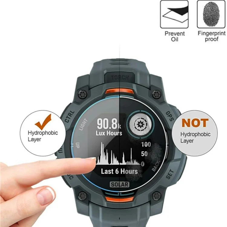 3x Displayschutzfolie für Garmin Instinct 3 AMOLED 45mm - Gehärtetes Glas, HD Klar, Smartwatch Schutzfolie