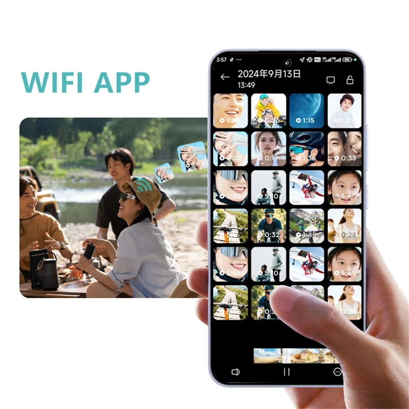 S110 First-Person View Glasses Camera IPS Display WIFI APP Control 2.7K Ultra HD Video Recorder - Black