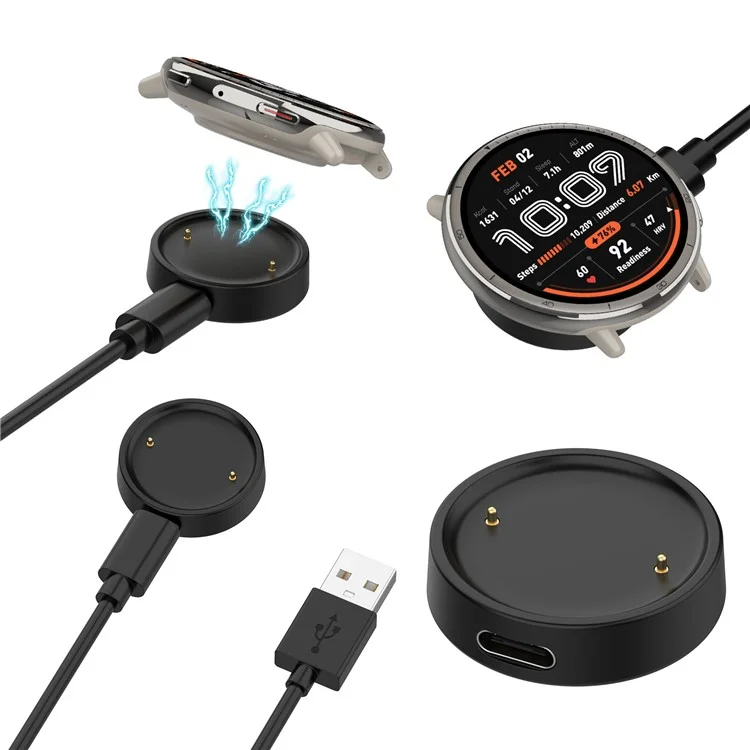 A2437 Per Huami Amazfit Active 2 Caricabatterie Divisibile per Smartwatch, Cavo Type-C da 1m