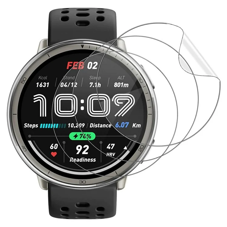 3 Stück Displayschutzfolie für Huami Amazfit Active 2 TPU Smartwatch - Kratzfest, HD Klar, Hydrogel Schutzfolie