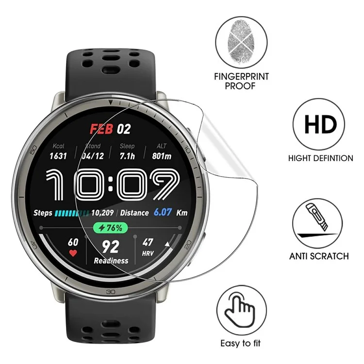3 Stück Displayschutzfolie für Huami Amazfit Active 2 TPU Smartwatch - Kratzfest, HD Klar, Hydrogel Schutzfolie