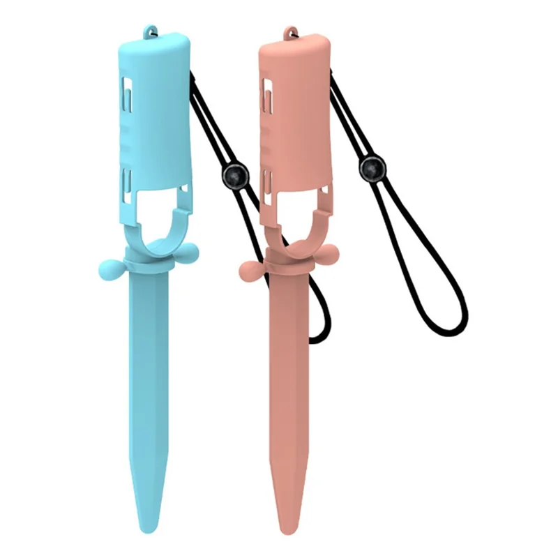 2PCS For Nintendo Switch 2 Game Fencing Grip Handle Left / Right Hand Motion Light Sword Controller - Blue + Orange
