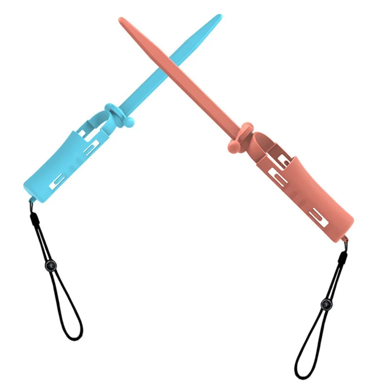 2PCS For Nintendo Switch 2 Game Fencing Grip Handle Left / Right Hand Motion Light Sword Controller - Blue + Orange
